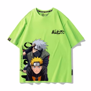 T-shirt vert Naruto et Kakashi Hatake streetwear manga