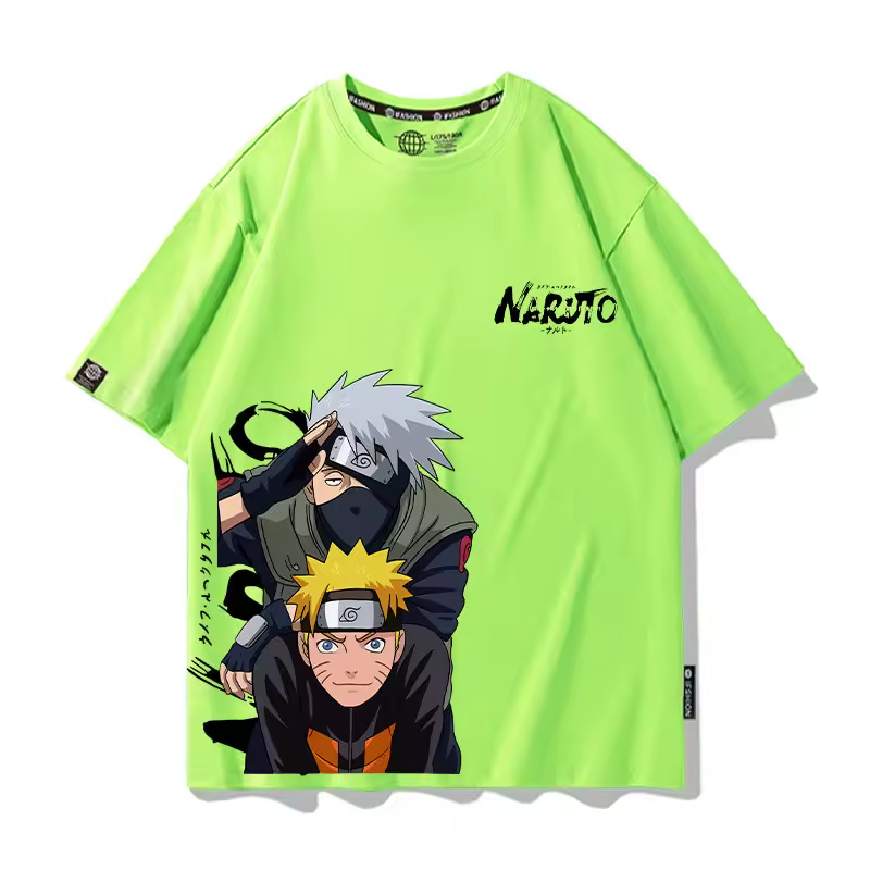 T-shirt vert Naruto et Kakashi Hatake streetwear manga