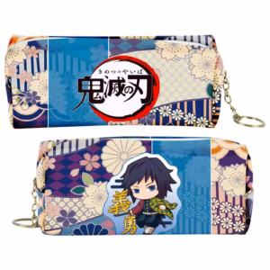 Trousse à crayons Demon Slayer bleue pour école et bureau